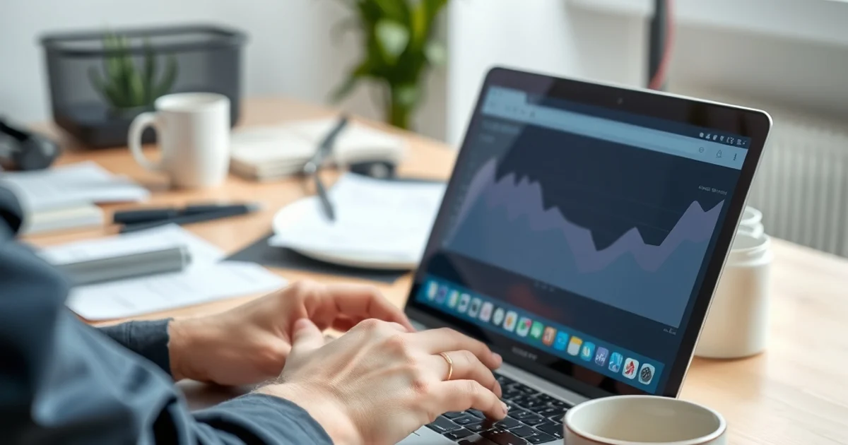 Técnico trabajando en el mantenimiento de un sitio web con herramientas y panel de analíticas en escritorio moderno