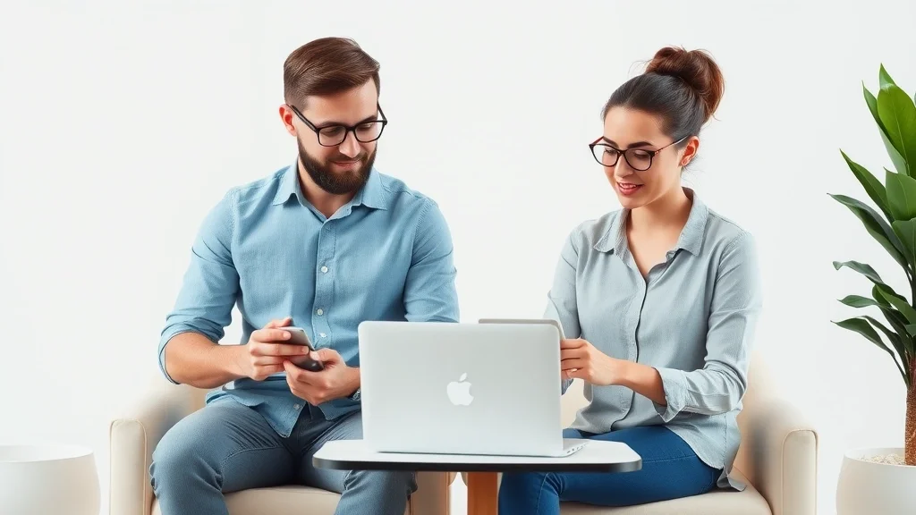 Empresario y autónomo trabajando juntos con herramientas digitales, representando el Kit Digital para pymes y autónomos