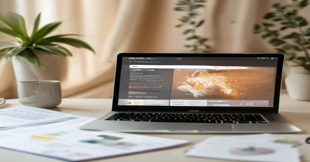 Laptop con interfaz de búsqueda de IA mostrando artículos de blog optimizados para buscadores inteligentes como Perplexity Laptop con interfaz de búsqueda de IA mostrando artículos de blog optimizados para buscadores inteligentes como Perplexity