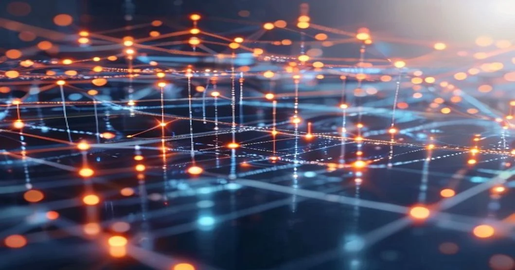Concepto visual de SEO automatizado con flujos de datos digitales y red estructurada sobre fondo neutro Concepto visual de SEO automatizado con flujos de datos digitales y red estructurada sobre fondo neutro